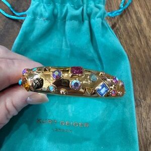 Kurt Geiger Gold Crystal-Studded Bangle with Multicolor Gems